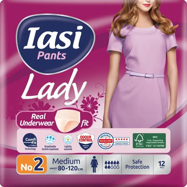 IASI IASI Pants LADY, 12 Mutande Assorbenti Donna monouso, Assorbenza PLUS, Taglia M, 12 Unità